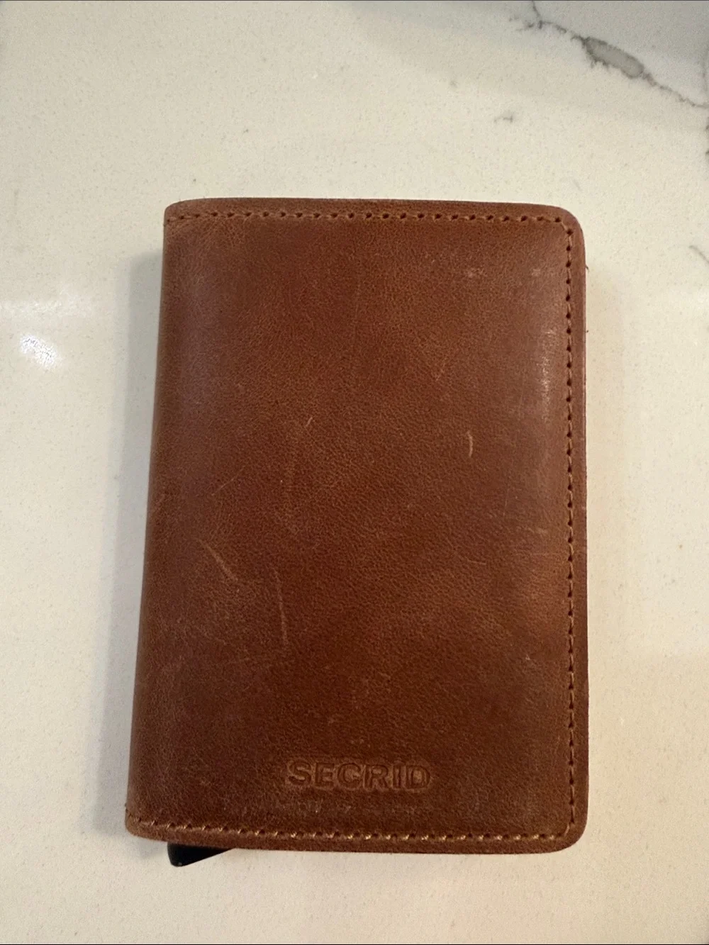 Brown Leather Card Wallet - Compact Men's Accessory